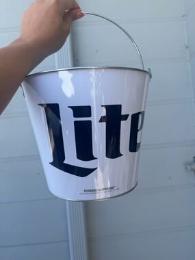Miller Lite White Metal Party Bucket